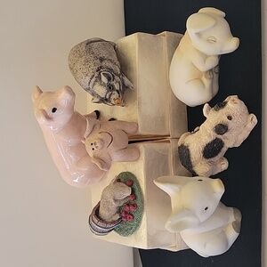 Assorted 7 Piece Lot Vtg. Pig Figurines
